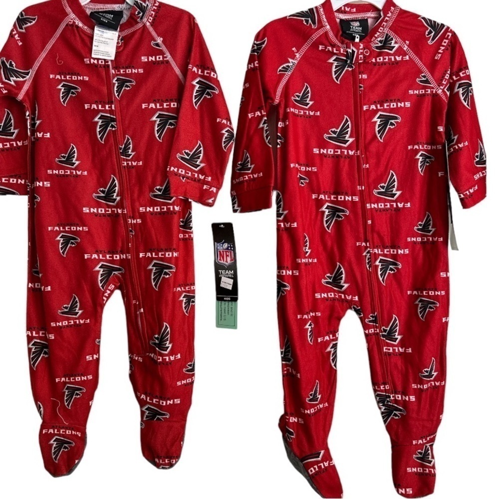 Nfl Atlanta Falcons Bundle of 2 Raglan Full-Zip Sleeper Two. A 6-9 mo & 12 mo